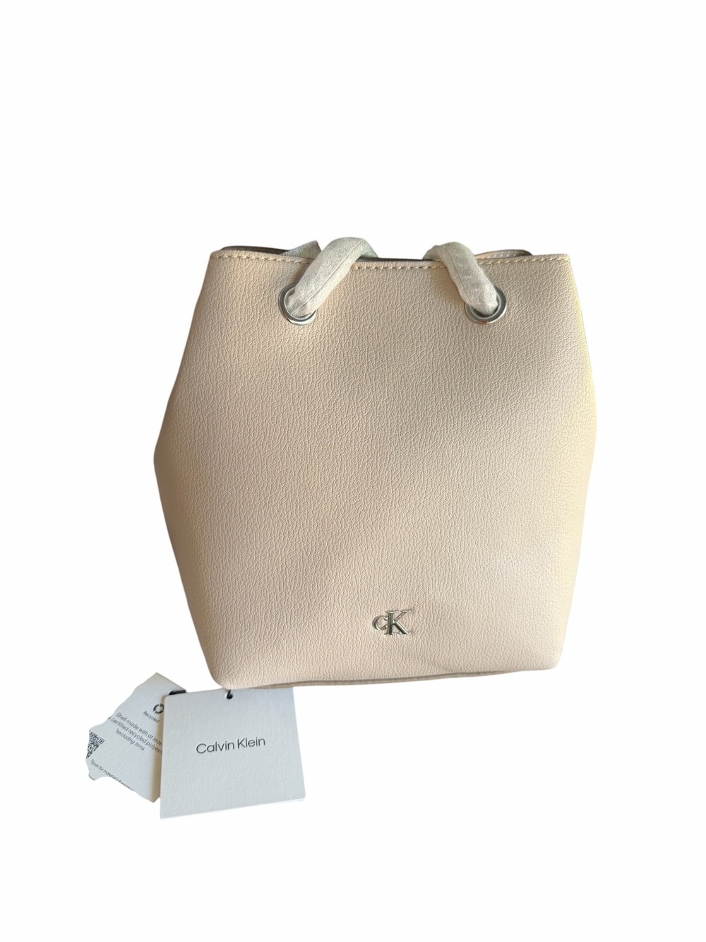 Calvin Klein Pale Beige Drawstring Bucket Shoulder Bag